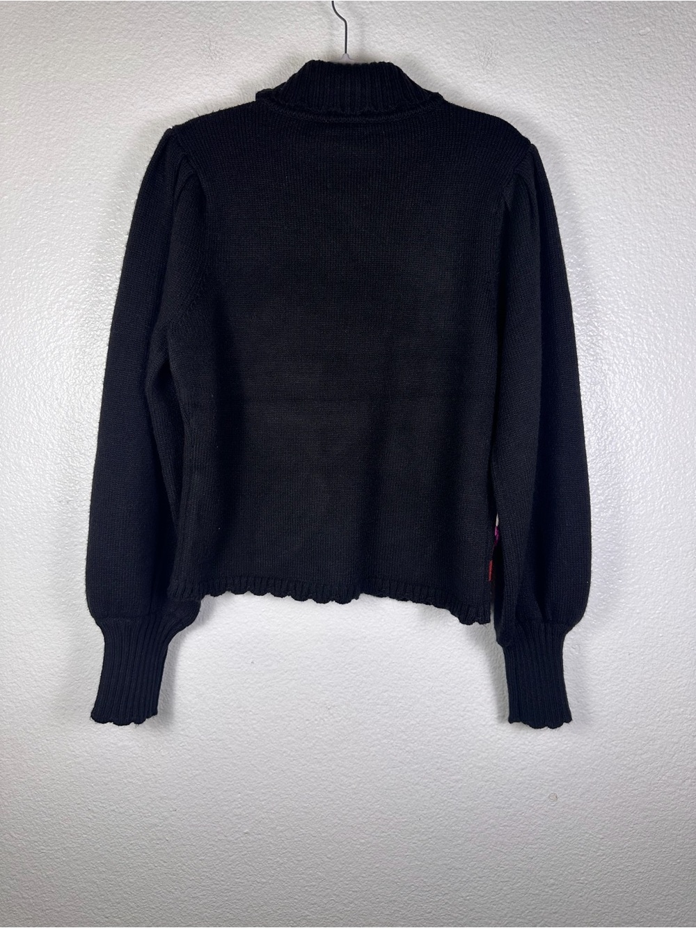 Farm Rio Women's Black Floral Knit Mock Neck Pullover Sweater Size S - Picture 2 of 7